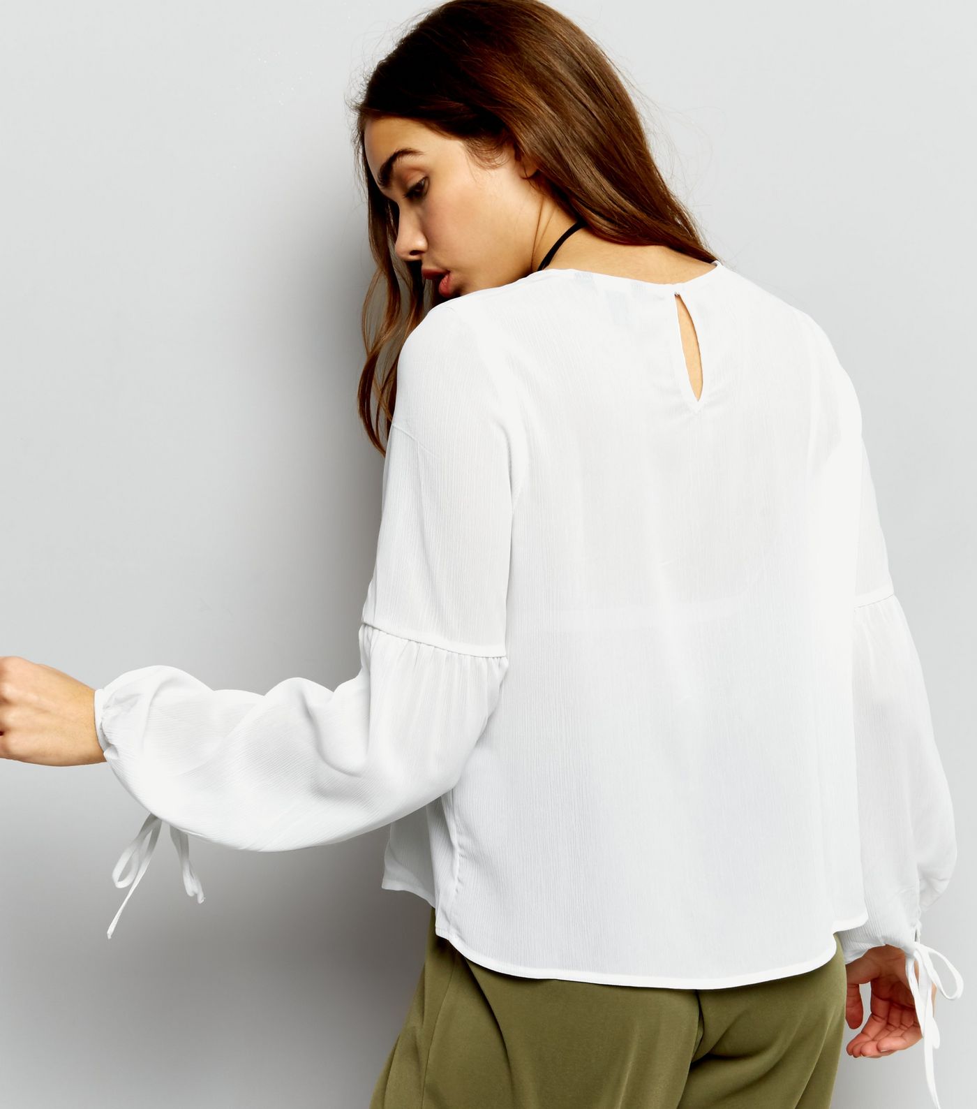 White Bell Sleeve Top New Look