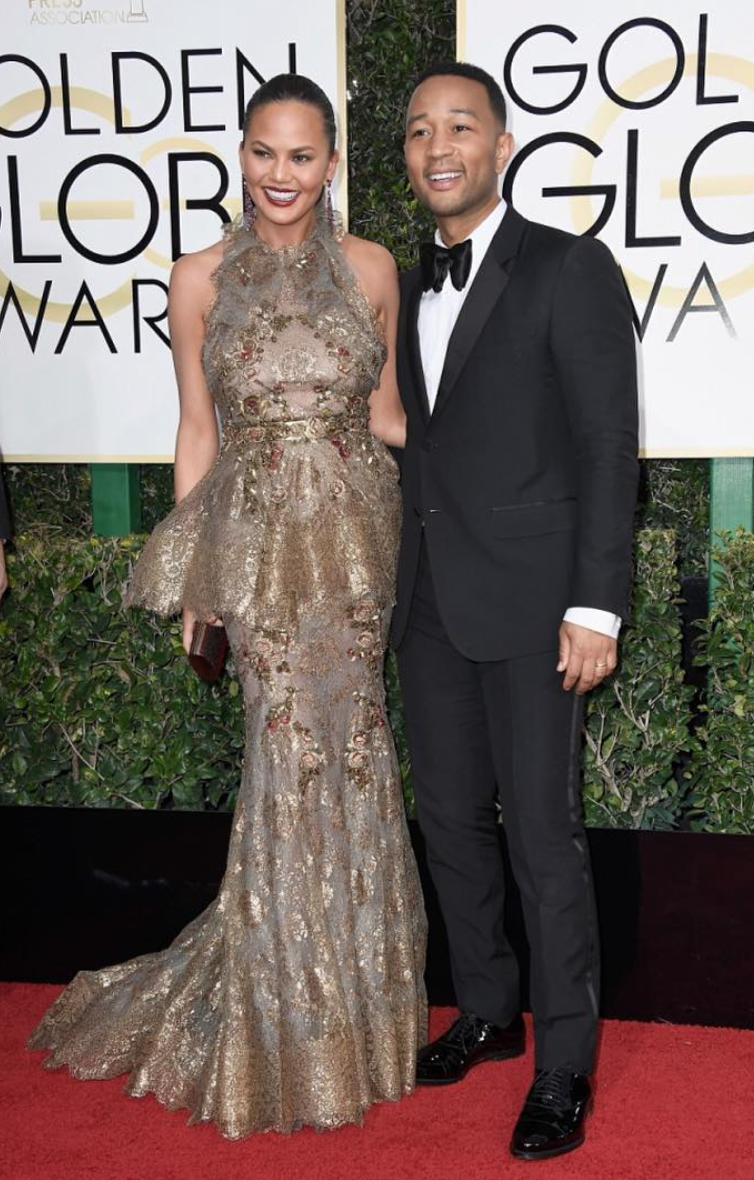 Chrissy Teigen and John Legend Golden Globes