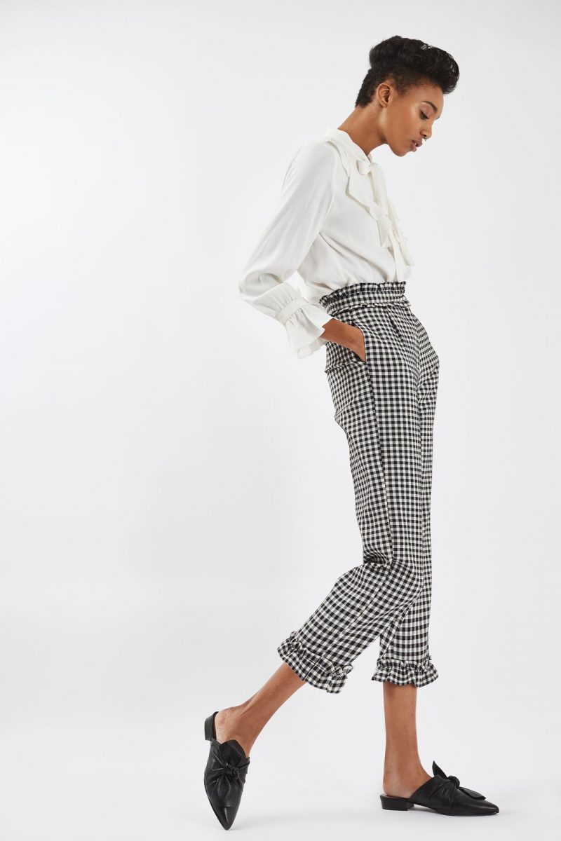 Gingham Print Trousers Topshop
